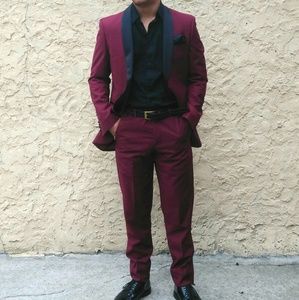 Burgundy Tuxedo Suit